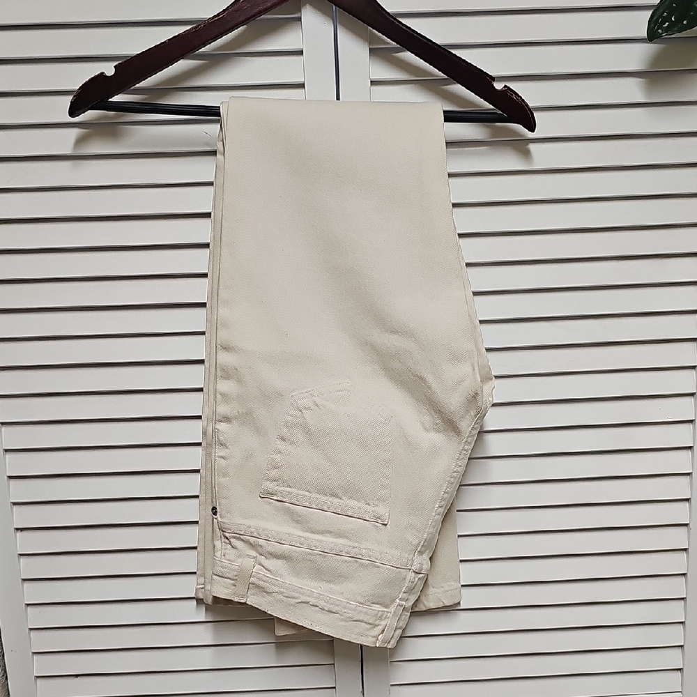NWOT Vintage DKNY Cream Women's Slim Jeans 100% Cotton Open Calf/Split Leg Sz 6